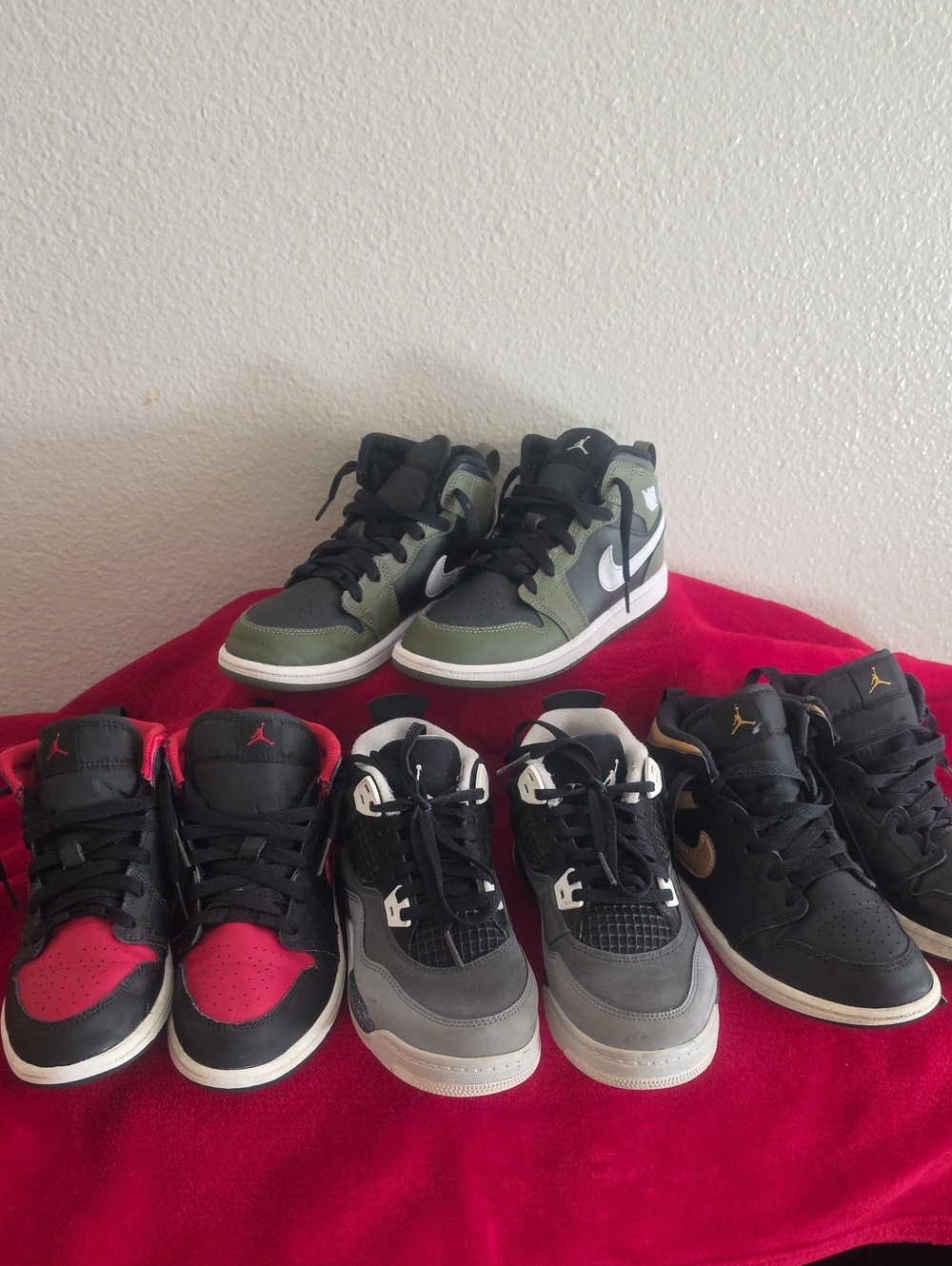 Jordan Kids' Mid-Top Olive Green, Black & White Sneakers